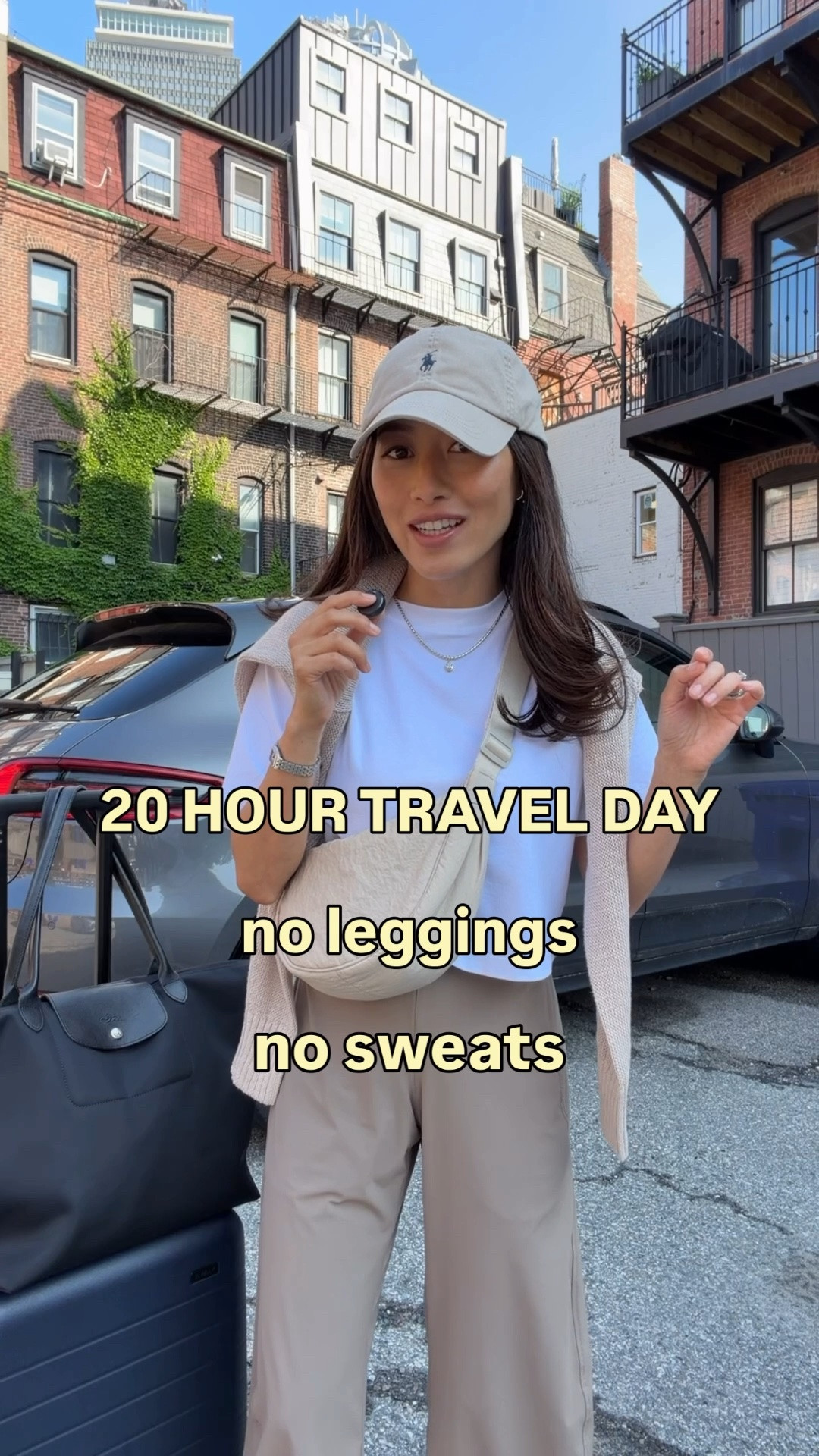 Code WELCOME45 for $45 off Ruti, also linked look for less below • Ruti pants 2 Petite in "walnut" I sized up. Stretchy waist and I do own 0P in another color and it fits fine, but prefer the more relaxed fit of the 2P.
The lulu breezily pants linked under similar are amazing as well , TTS with similar fabric. I have XXS 25” in those
• lulu tee XXS
• Adidas sneakers 5
• Madewell linen sweater XXS old color
• longchamp tote great large durable bag that is fairly water resistant 
• necklace code stephie20 for 20% off
• Amazon crossbody bag
• Polo cap

Japan summer travel outfit, long haul flight airport style, petite friendly mom style, hot weather looks

#LTKmomlife #LTKPetite #LTKTravel