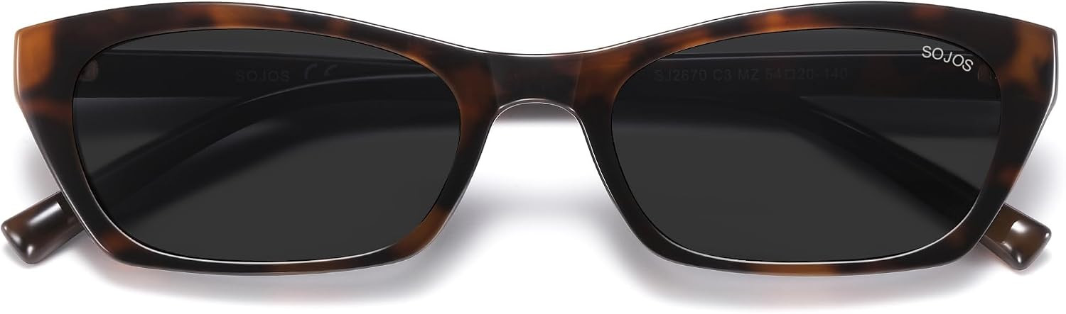 SOJOS Trendy Cat Eye Polarized Sunglasses for Women Men, Retro 90s Y2K Small Thin Rectangle Sunnies SJ2670 | Amazon (US)
