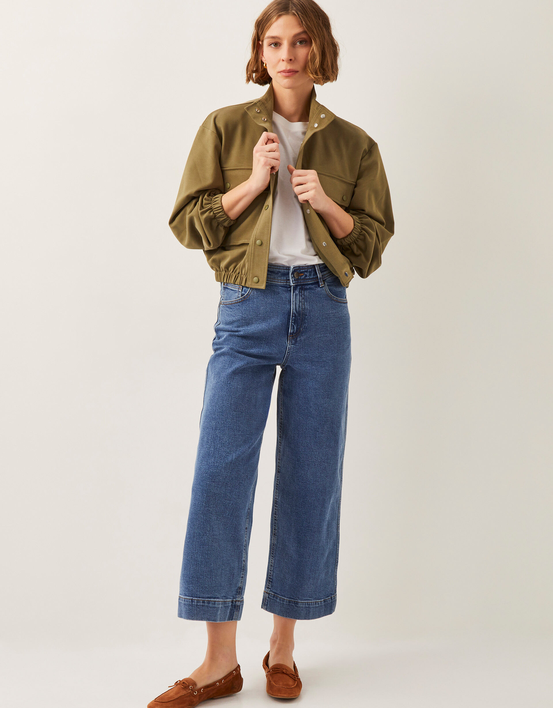 Hallie Regular Crop Wide Leg Jeans Blue | Monsoon (UK)