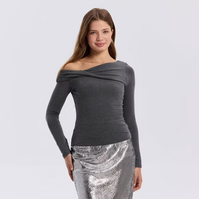 Women's Long Sleeve Asymmetrical Knit Top - A New Day™ | Target