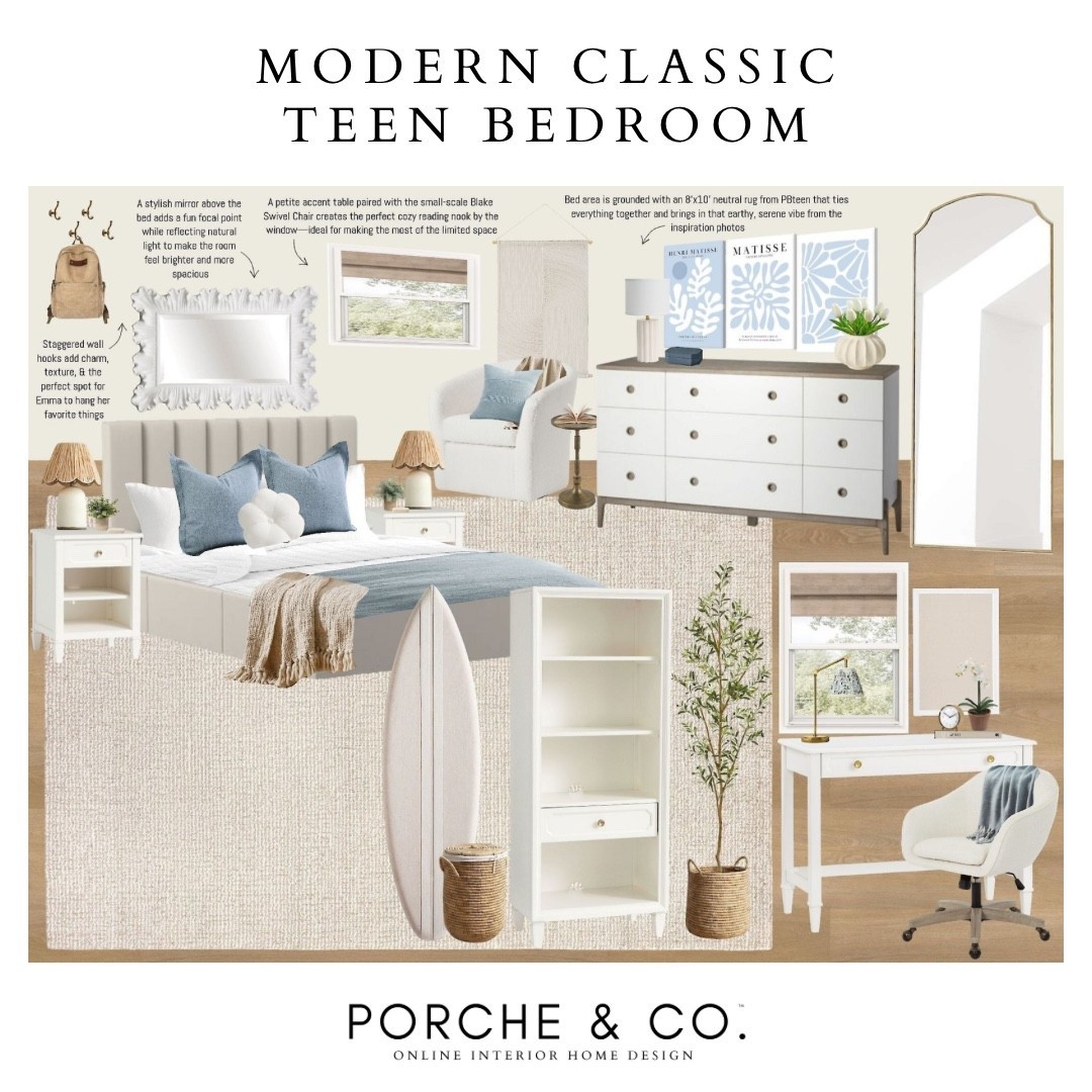 Soft textures, light tones, and thoughtful details — this Modern Classic Teen Bedroom blends coastal charm with cozy function 🧺🌊 Designed to reflect personality while keeping it clean and elevated. Teen Bedroom Online Interior Design by Porche & Co.

#porcheandco #visionboard #moodboard #interiordesign #virtualdesign #modernclassic #teenbedroom #bedroominspo #onlineinteriordesign #coastaldecor


#LTKHome #LTKOver40 #LTKStyleTip
