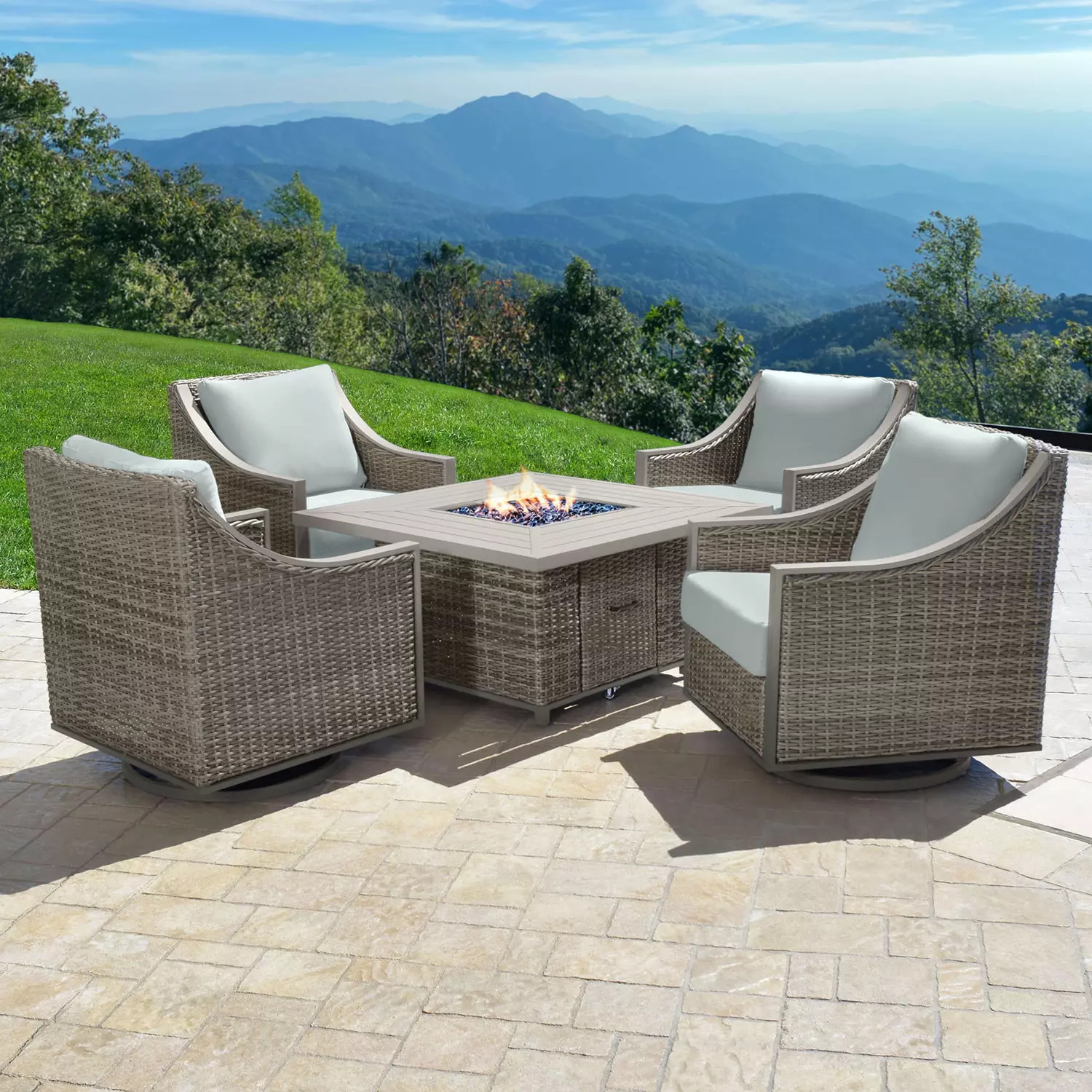Abbyson Rowan 5-Piece Fire Chat Set with Sunbrella Fabric | Sam's Club