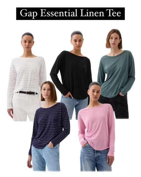 This #gap essential linen long sleeve tee is perfect for early Spring and beyond! I highly recommend it if you’re in the process of building your closet! #closetbasics #capsulewardrobe #closetbuilding #springfashion #newarrivals 

#LTKfindsunder50 #LTKSpringSale #LTKstyletip