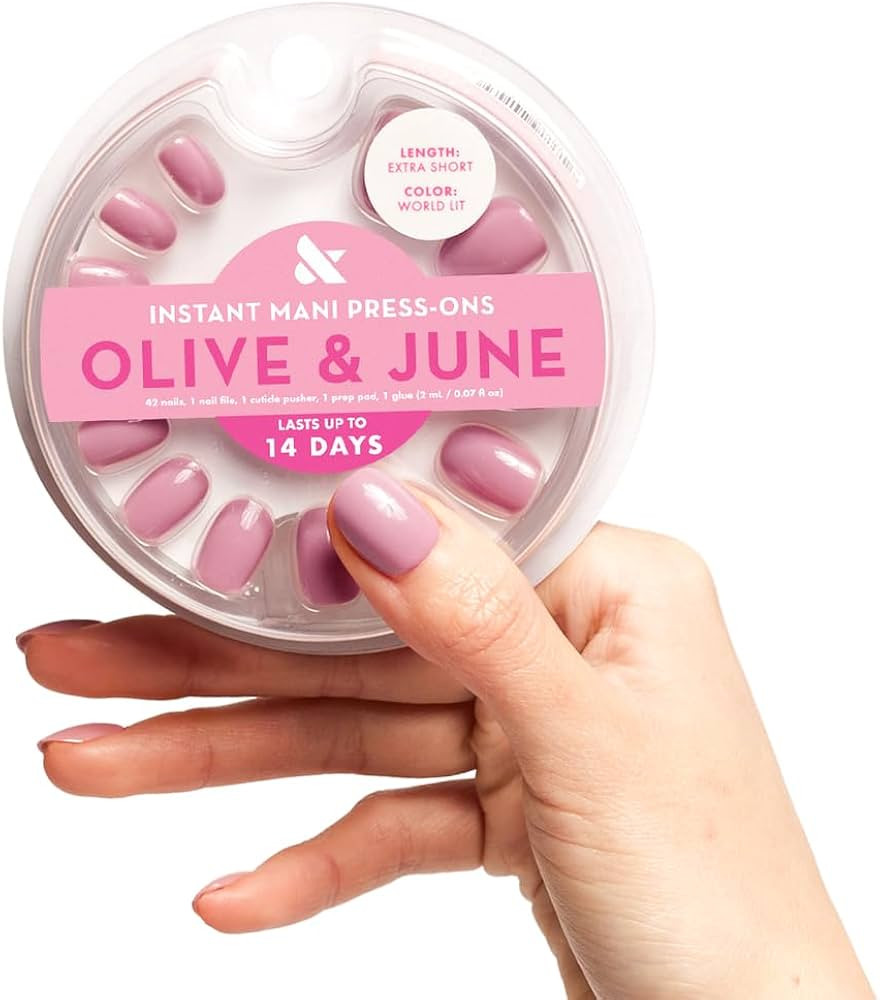 Olive & June Instant Mani Press On Nails (Glue) | 42 Fake Nails, 21 Sizes | Non-Toxic, Long-Lasti... | Amazon (US)