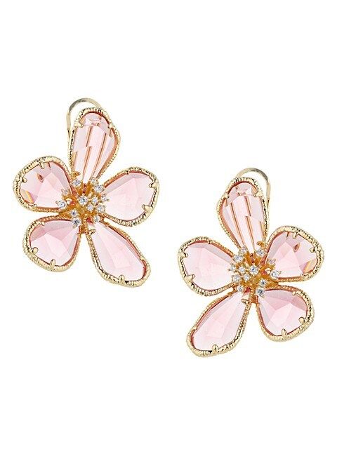 Georgia Pink & White Cubic Zirconia Flower Earrings | Saks Fifth Avenue OFF 5TH (Pmt risk)