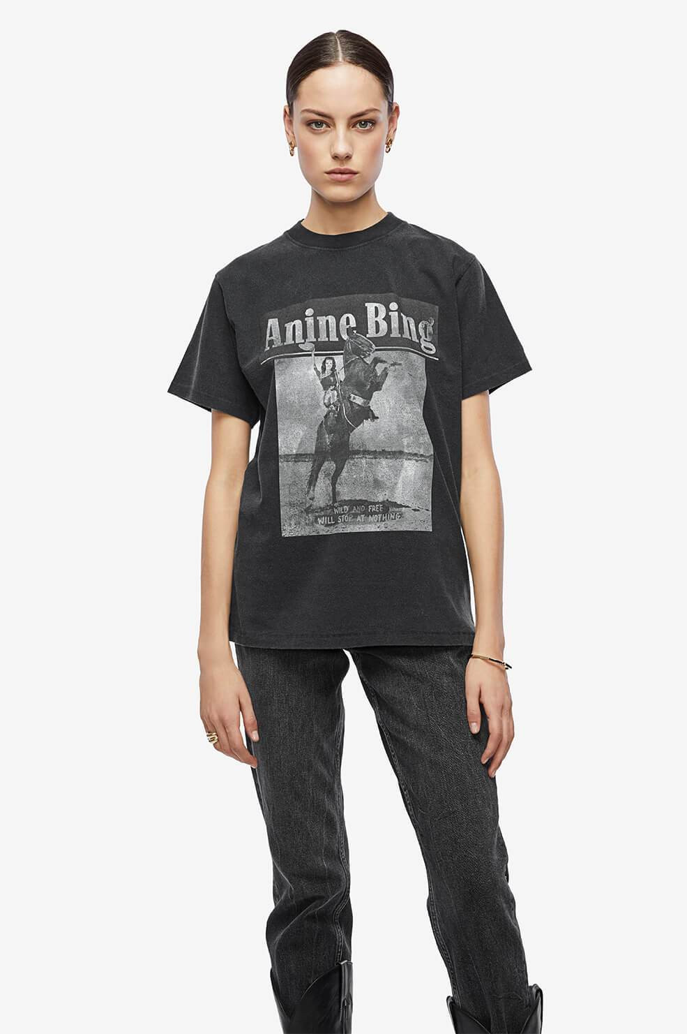 Lili Tee Wild And Free - Washed Black | ANINE BING