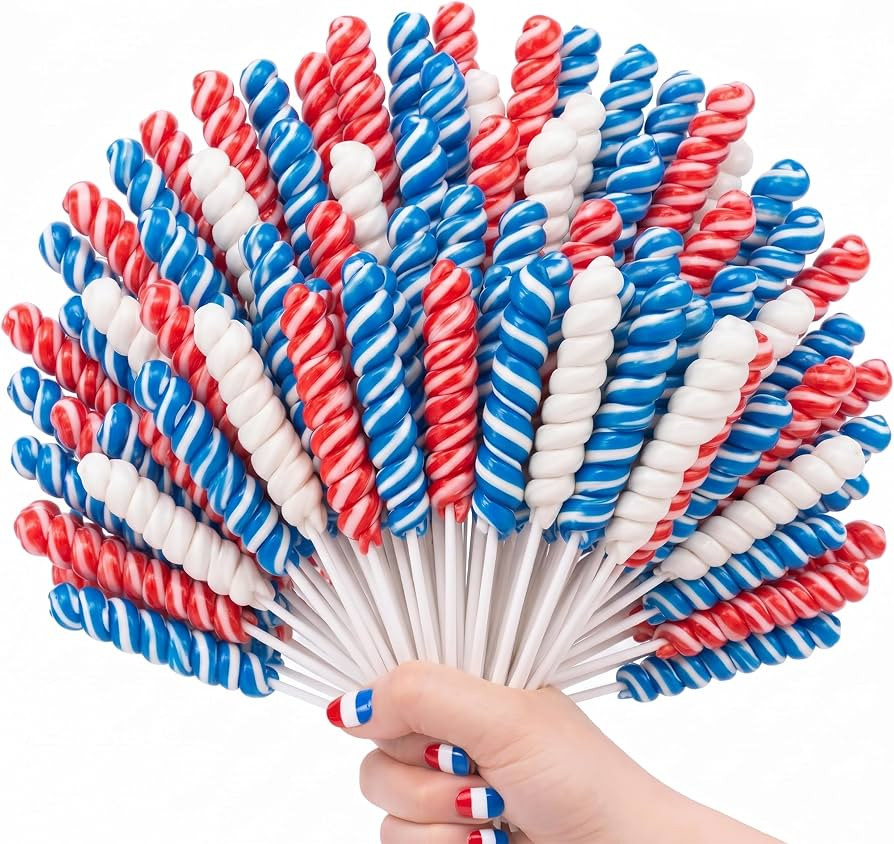 Patriotic Candy Twisty Lollipops, 60 Count Bulk, America 250th Anniversary Individually Wrapped R... | Amazon (US)