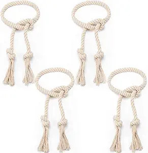 4 Pcs Hand Woven Curtain Tiebacks No Drilling - Boho Drape Holdbacks Rope for Black Blue Light Co... | Amazon (US)