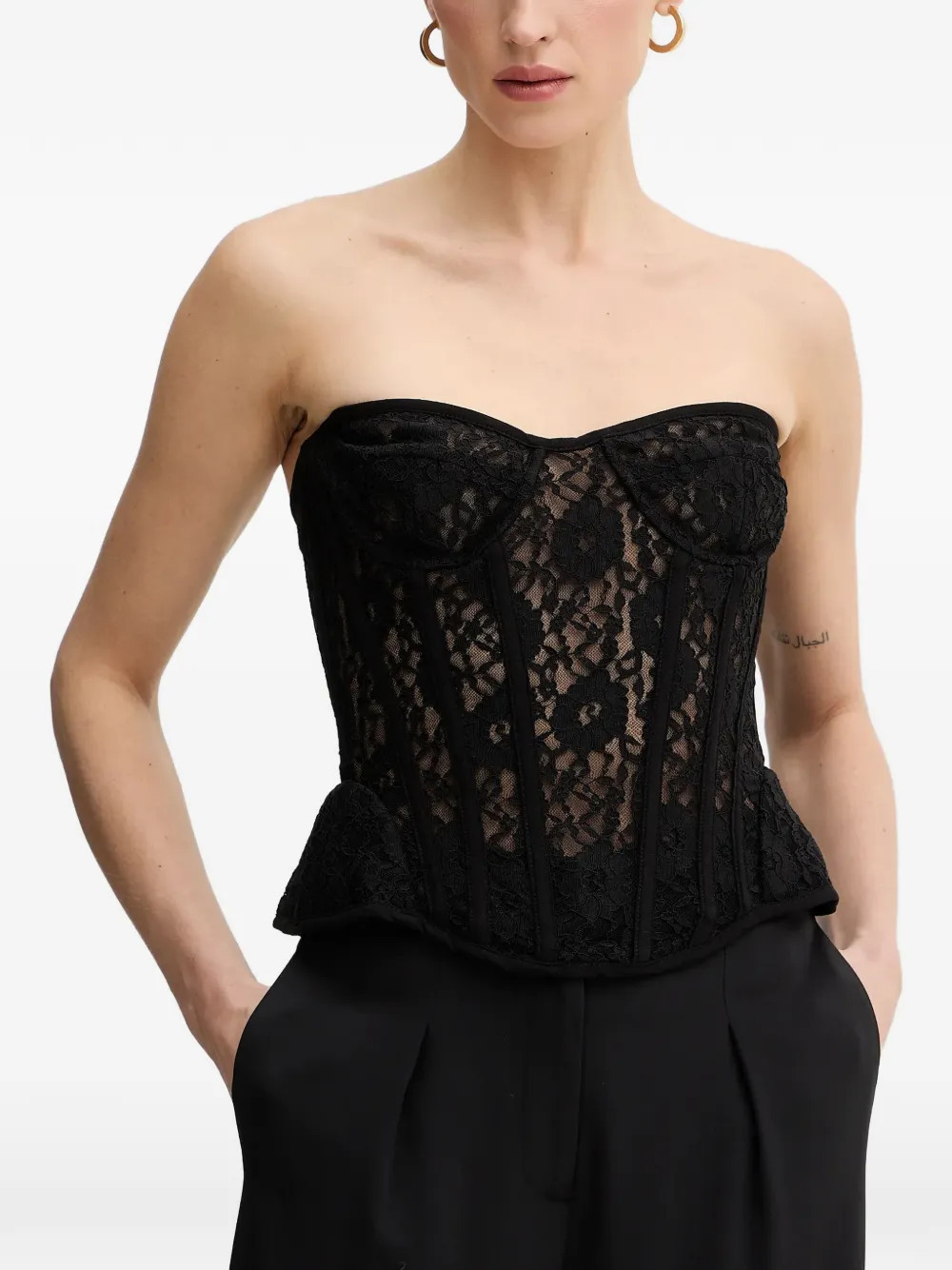 Bardot Cristo lace corset top - Black | Farfetch Global