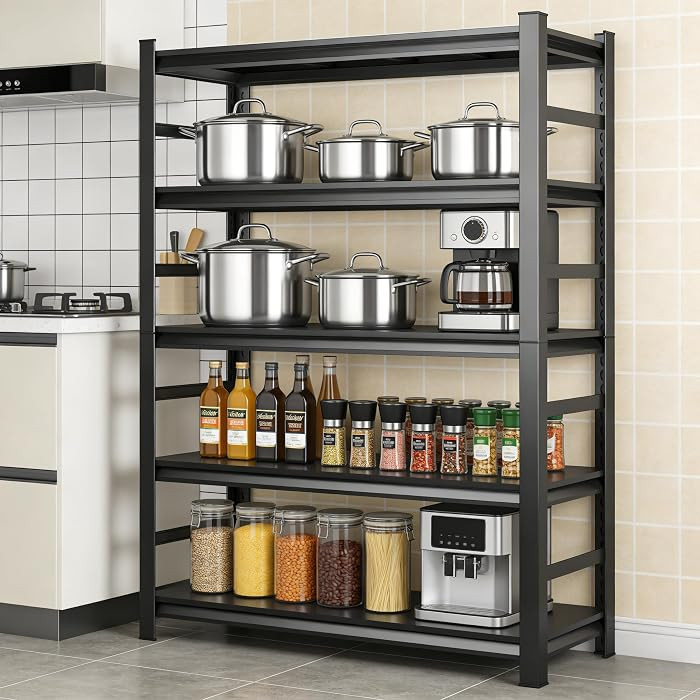 5-Tier Shelf with Guardrails Adjustable Heavy Duty Pot and Pan Organier Heat Resistant 36"W x 71"... | Amazon (US)