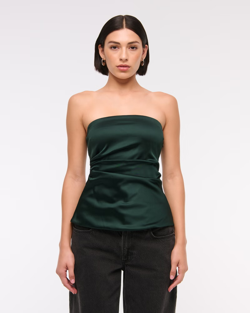 Long-Length Satin Tube Top | Abercrombie & Fitch (US)