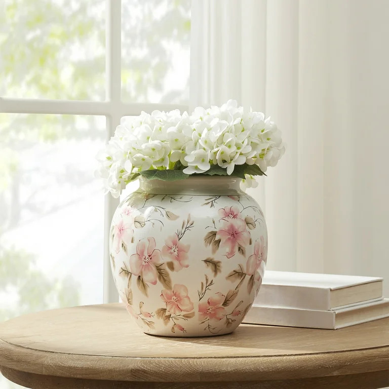 My Texas House 8" Pink Floral Round Ceramic Vase | Walmart (US)