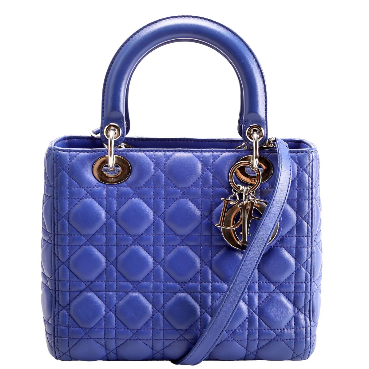 Lady Dior Medium Lambskin Blue | Keeks Designer Handbags