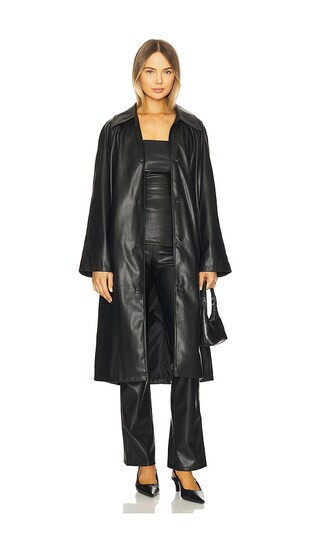 superdown Francine Faux Leather Coat in Black. - size XS | Revolve Clothing (Global)
