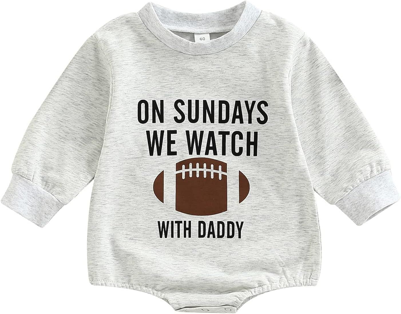 Honganda Newborn Infant Baby Boy Girl On Sundays We Watch Football with Daddy Bodysuit Funny Romp... | Amazon (US)