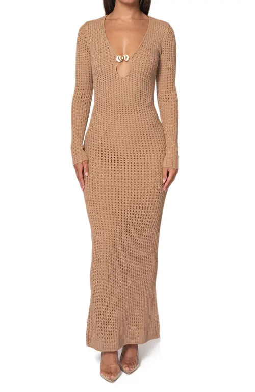 JLUXLABEL Sol Long Sleeve Sweater Dress in Beige at Nordstrom, Size Small | Nordstrom