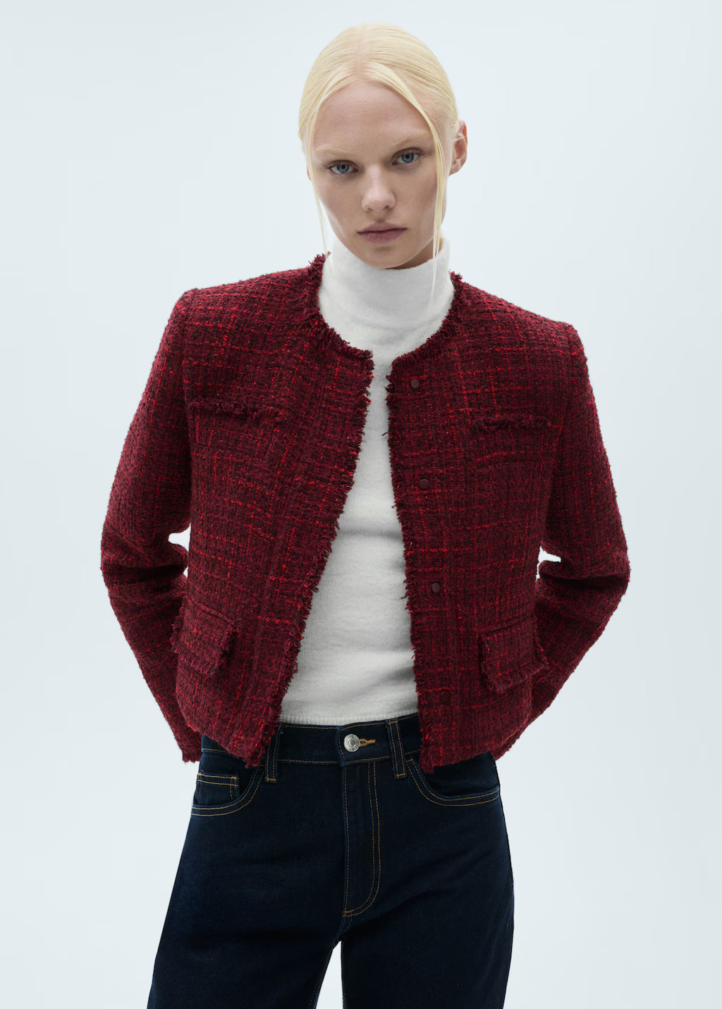 Tweed jacket with frayed ends | Mango (US/MX/AU)