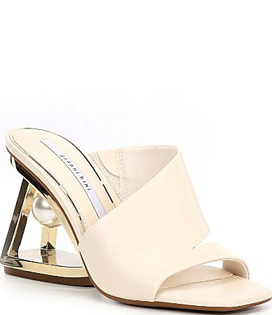 Gianni Bini Paityn Leather Architectural Pearl Detail Wedge Slide Sandals - 8.5 | Dillard's