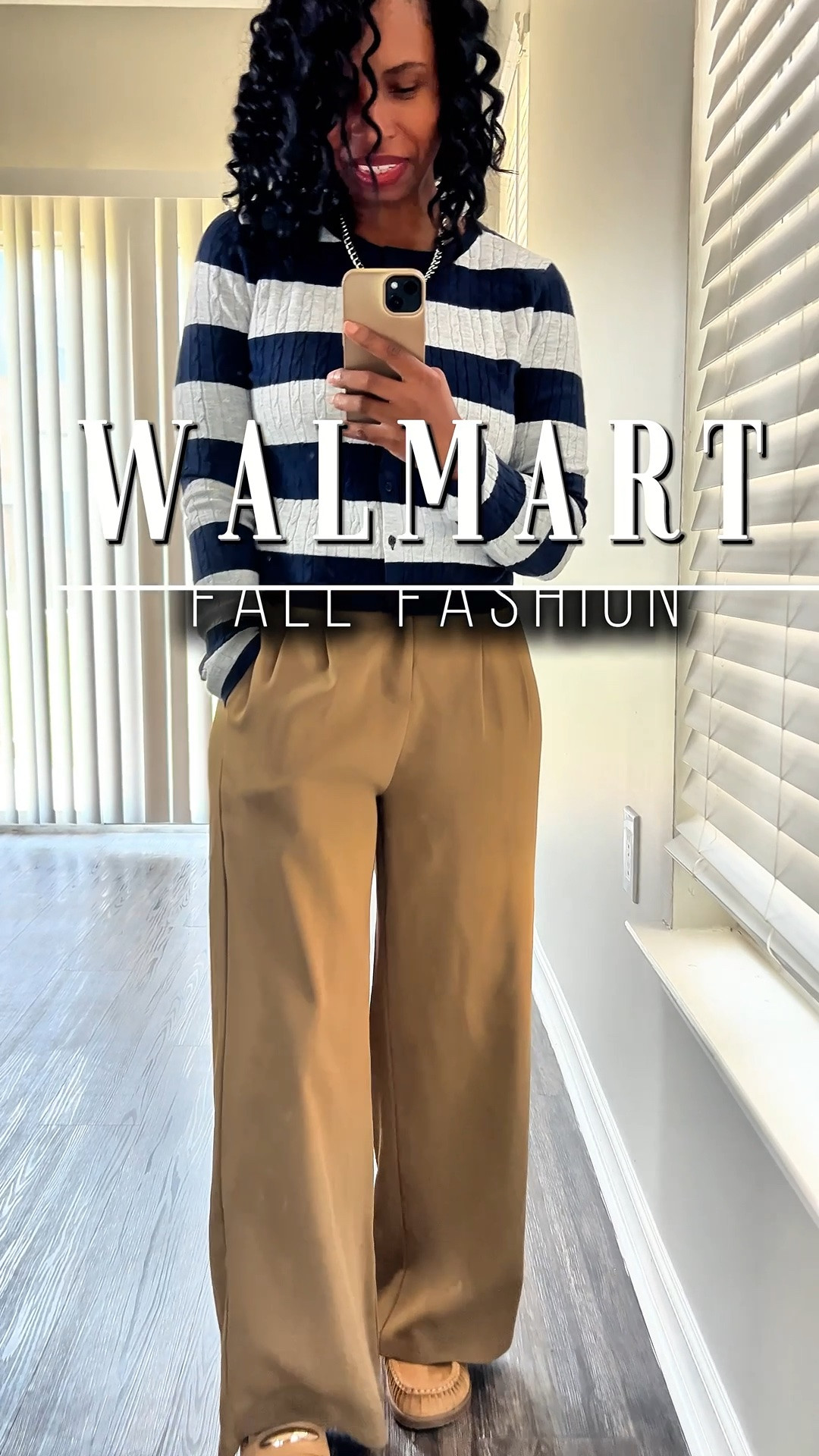 Walmart fall fashion and new arrivals.
Long sleeve striped cardigan 
Wide leg palazzo pants 
Madden NYC Mules