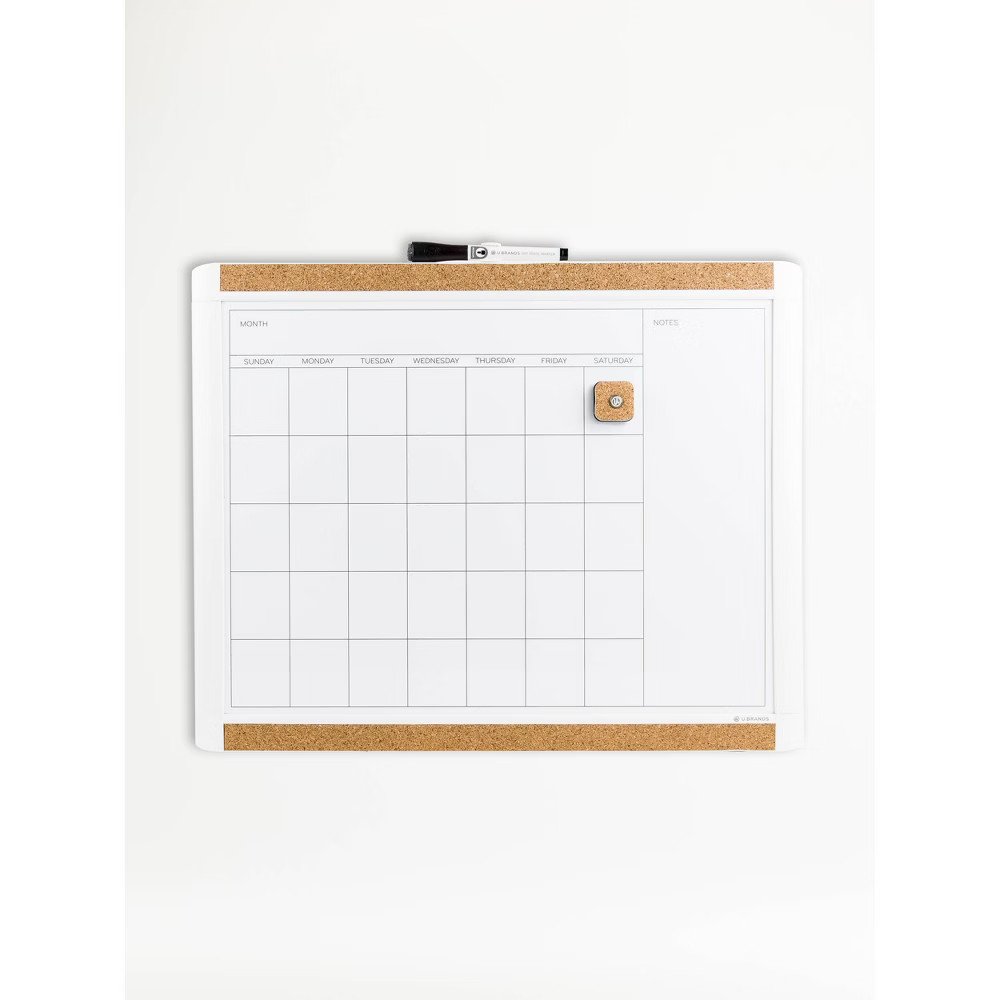U Brands 20""x16"" PINIT Magnetic Dry Erase Calendar Board | Target