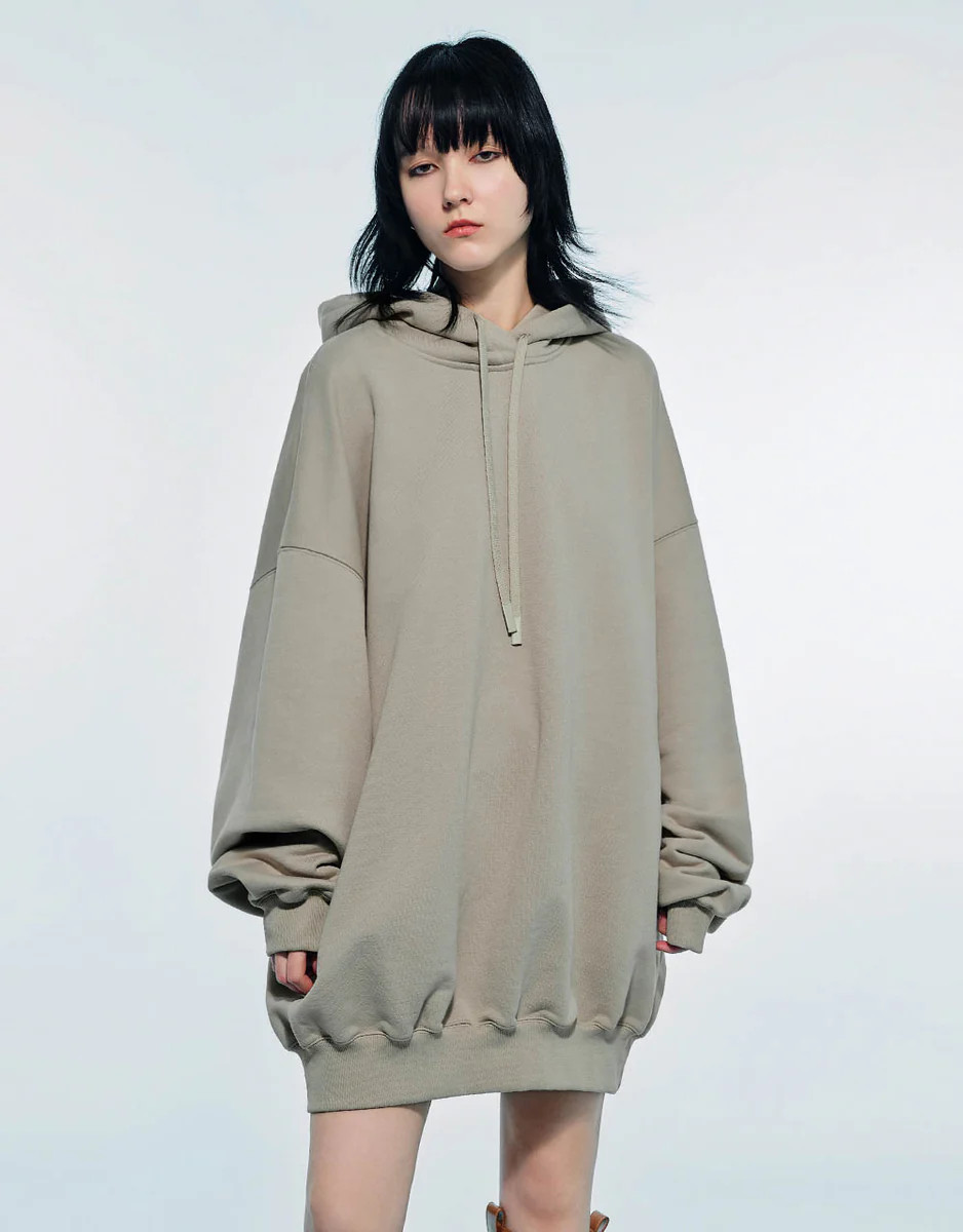 Drop Shoulder Sleeve Hooded Balloon Dress | Urban Revivo