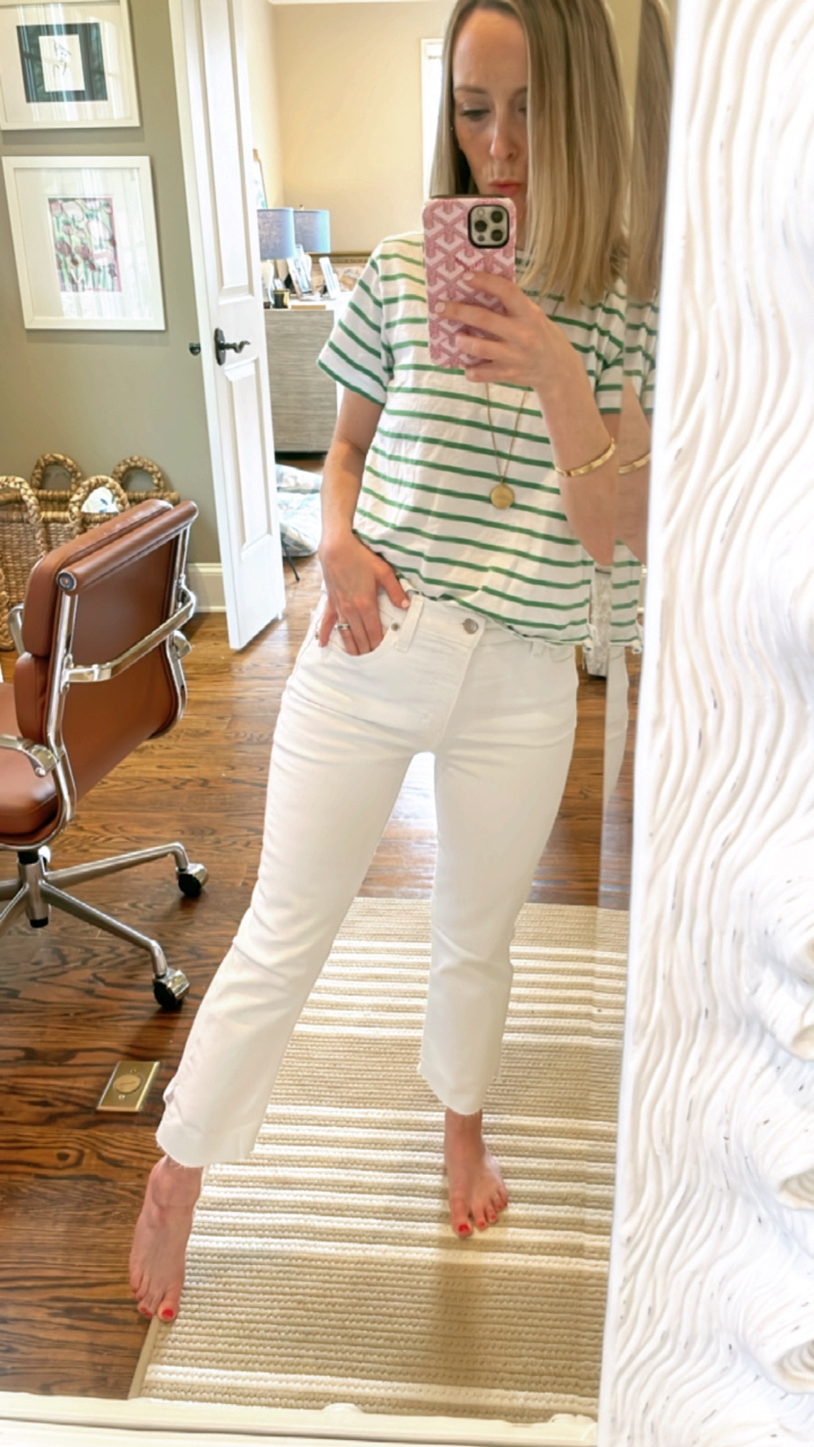 These white jeans are a DREAM. Perfect amount of stretch, opaque, flattering kick fit. I ordered in my true size but took the petite inseam. 

#LTKFind #LTKunder100 #LTKstyletip