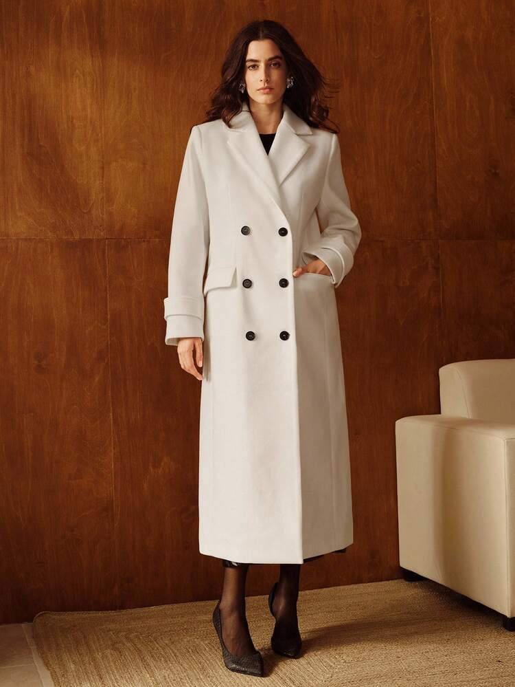Anewsta Women's Long Overcoat, Suitable For Autumn, Fall, Winter, Going Out, Elegant, Formal, Party, Chic, New Year, Women's Winter Coat, Christmas, Work, Graduation, Wedding | SHEIN