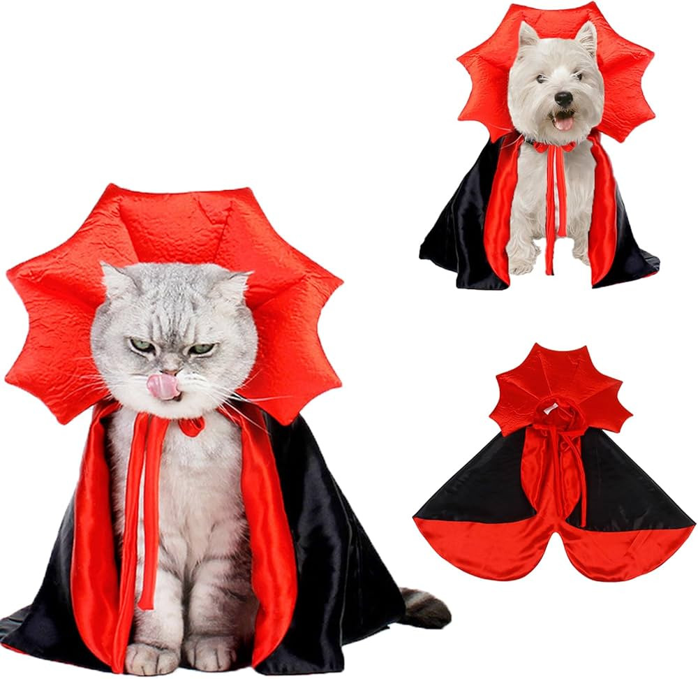 Halloween Pet Costumes, Pets on Safari Cat Cosplay Vampire Cloak, Dog Cape Clothes for Small Medi... | Amazon (US)