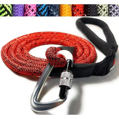 Enthusiast Gear Reflective Rope Dog Leash with Locking Carabiner for Large Medium Small Breeds and Puppy - Red (6’ Feet) | Target
