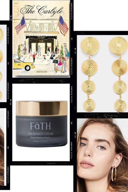 Holiday gift guide ideas! We recommend gifting her the Carlyle Assouline coffee table book, Cult Gaia gold statement earrings, moisturizer from FaTH or hoops from Loren Stewart. #giftguide #book #earrings #cream #hoops 

#LTKstyletip #LTKSeasonal #LTKHoliday