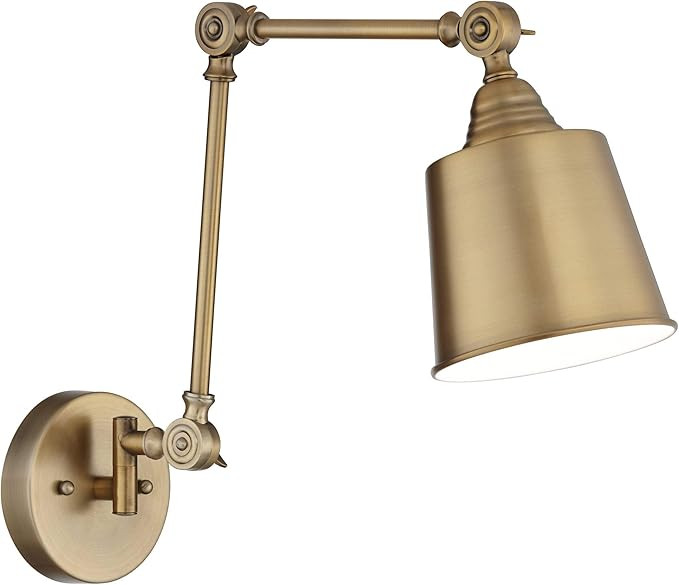 Mendes Modern Swing Arm Adjustable Wall Mounted Lamp Antique Brass Gold Metal Hardwired Down Ligh... | Amazon (US)