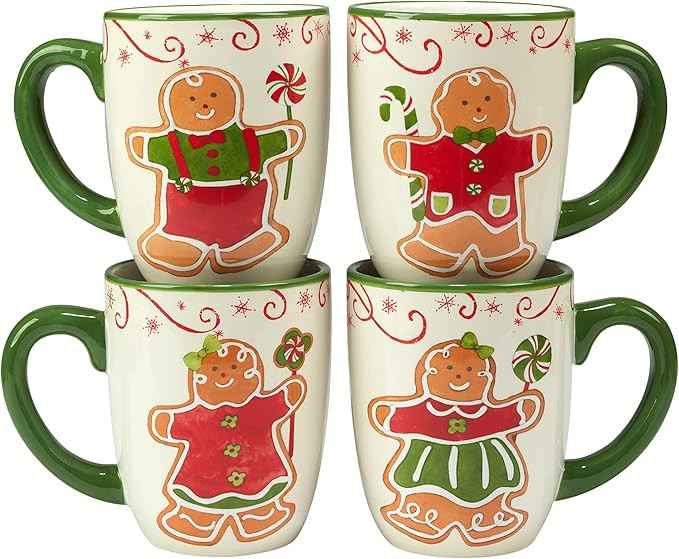 Certified International Holiday Magic Gingerbread 16 oz. Mugs, Set of 4, 4 Count (Pack of 1), Mul... | Amazon (US)