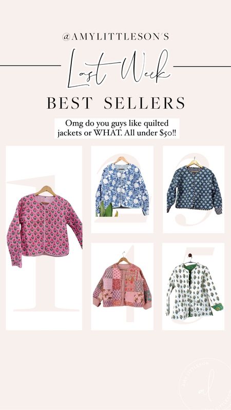 Last week’s top 5 best sellers! Lots of quilted jackets all under $50

#LTKSale #LTKunder50 #LTKSeasonal