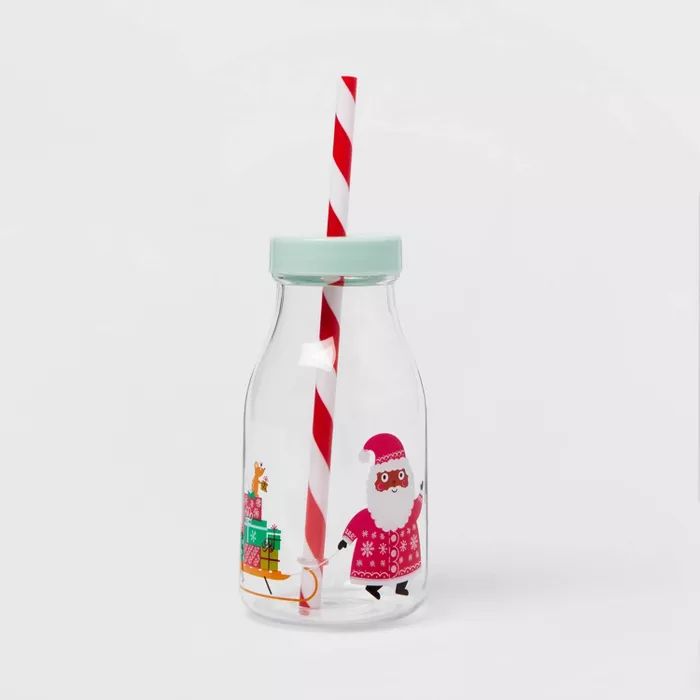 12oz Plastic Santa Milk Jug Cup with Straw - Wondershop™ | Target