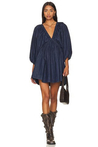 Free People Portia Denim Mini Dress In Indigo Dark Rinse from Revolve.com | Revolve Clothing (Global)