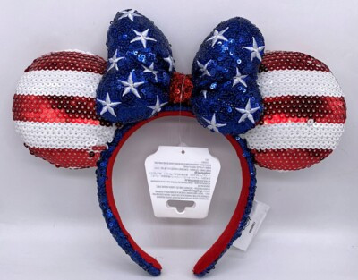 Disney 4th of July Americana USA Flag Red White Blue Minnie Mouse Ears Headband | eBay | eBay US