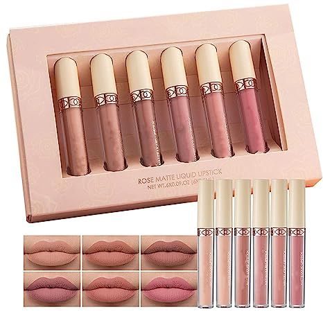MAEPEOR Matte Liquid Lipstick 6PCS Nude Series Velvety Lip Gloss Kit Long-Lasting Wear Non-Stick ... | Amazon (US)