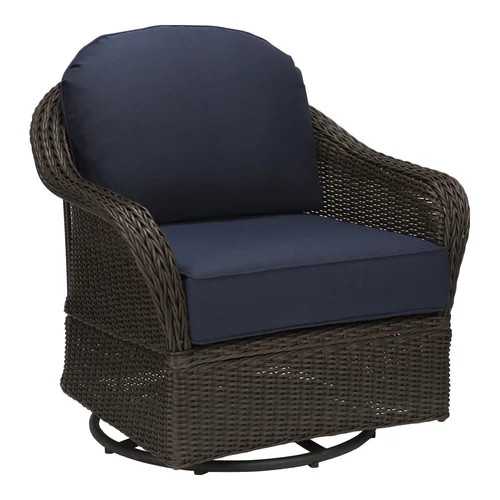 allen + roth McAden Set of 2 Wicker Metal Swivel Glider Conversation Chair(s) with Blue Cushioned... | Lowe's