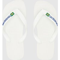 Havaianas White Brasil Logo Unisex Youth Youth, Size: 1/2 (EU 35) | Schuh