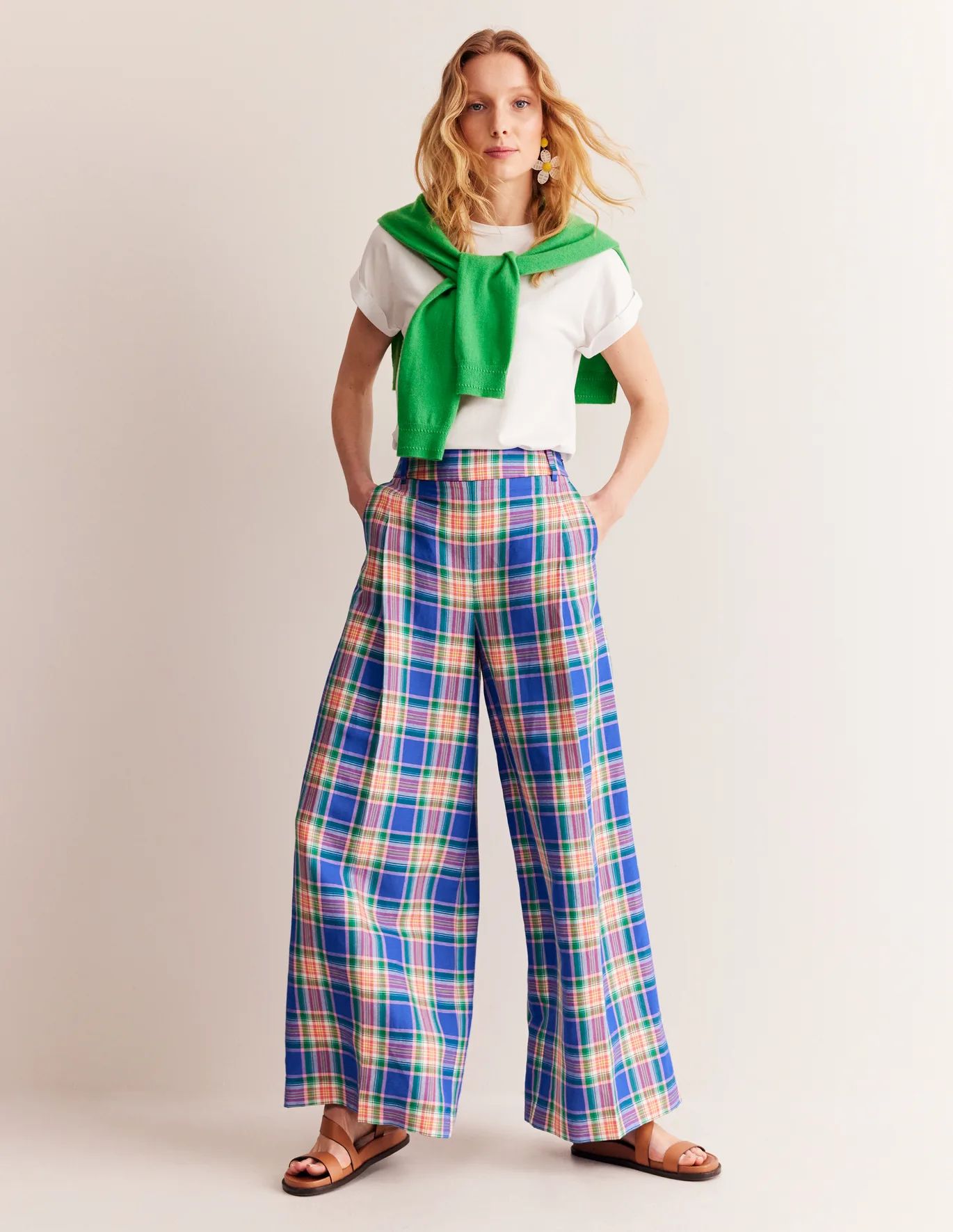 Palazzo Check Trousers | Boden (UK & IE)