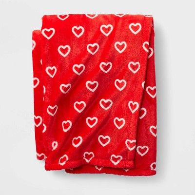 Valentine's Day Small Hearts Plush Throw Blanket Red - Spritz™ | Target