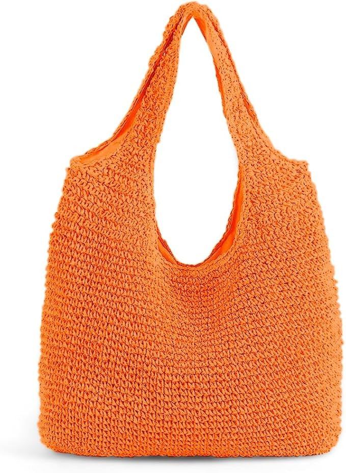 Hand-woven Soft Large Straw Shoulder Bag Boho Straw Handle Tote Retro Summer Beach Bag Rattan Han... | Amazon (US)