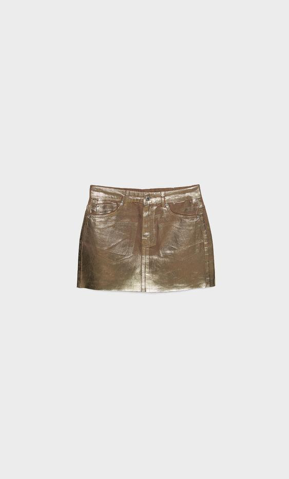 Golden foil mini skirt | Stradivarius (UK)