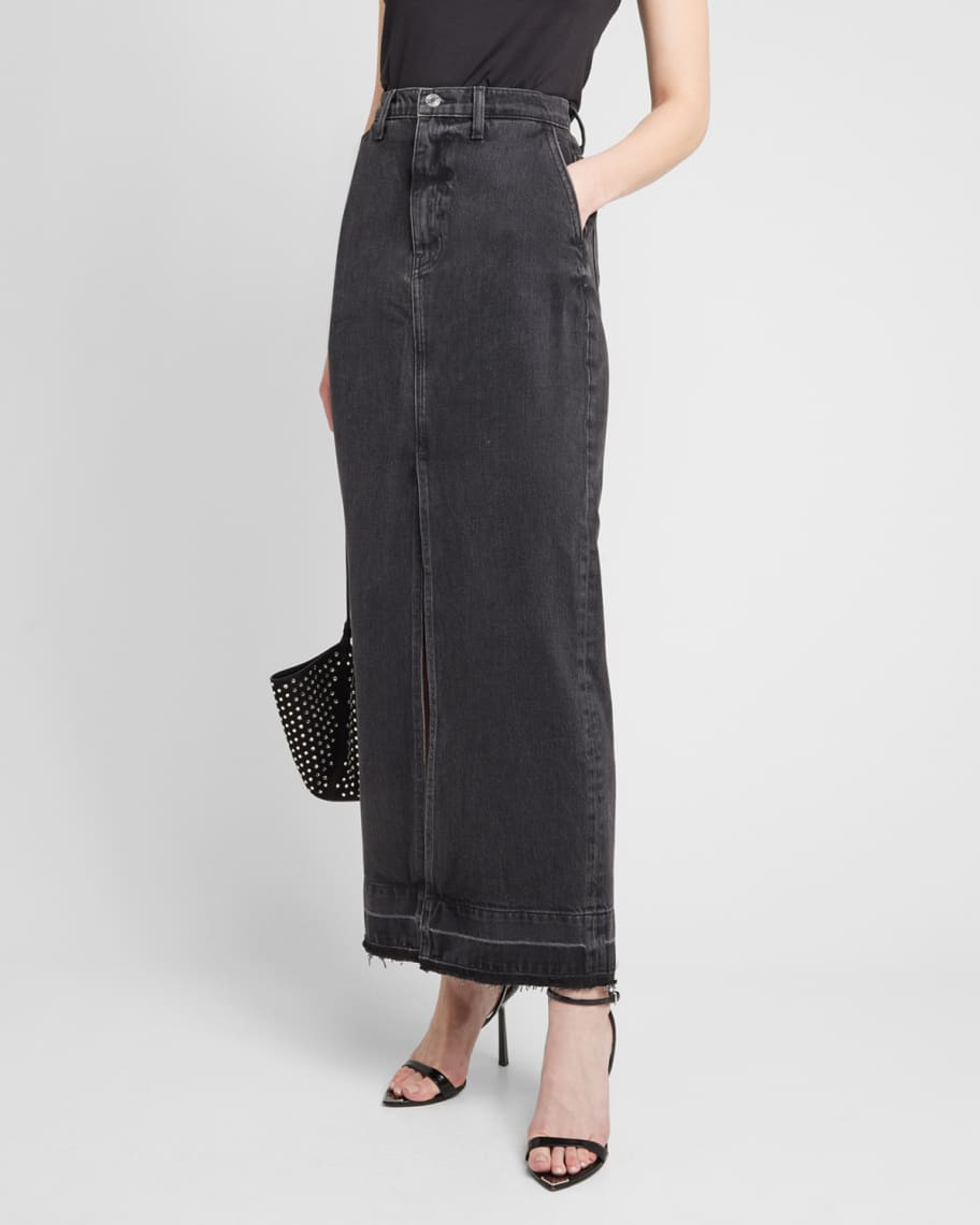Lu High Rise Denim Maxi Skirt | Neiman Marcus