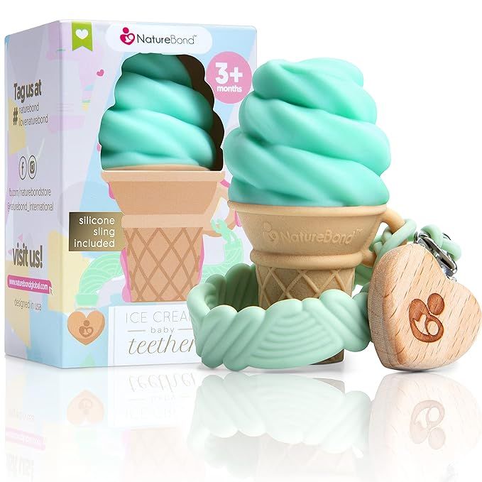 NatureBond Silicone Baby Teether - Cute Ice Cream Infant Teething Toy with Free Silicone Sling Pa... | Amazon (US)