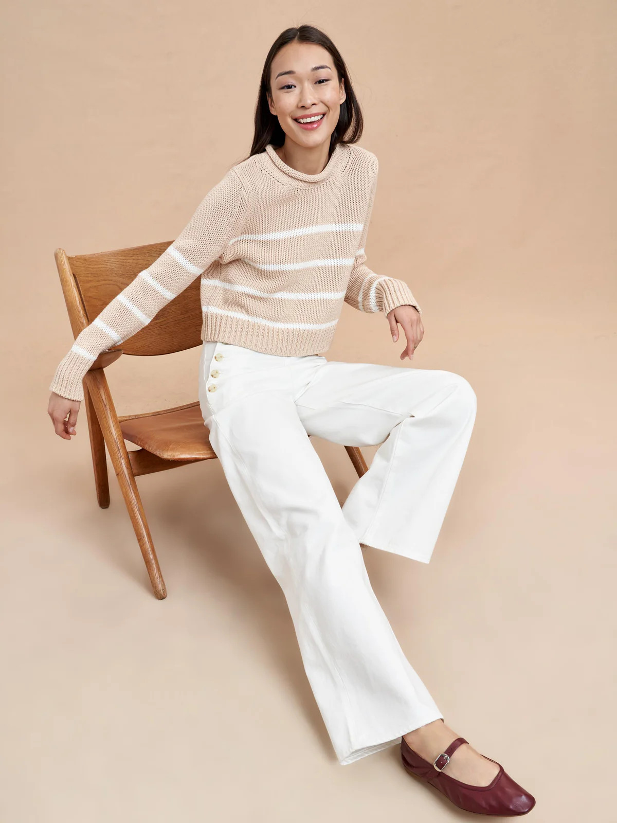 Camel/cream Mini Marina Sweater | La Ligne | La Ligne