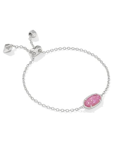 Kendra Scott Elaina Bracelet in Rhodium-Plated Brass, Hot Pink Drusy, Fashion Jewelry for Women | Amazon (US)