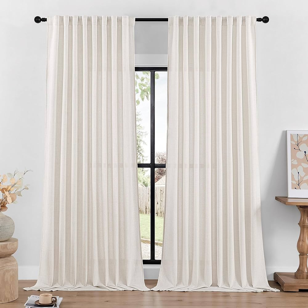 Curtains 108 inches Long Curtains Natural Semi Sheer Curtains Drape for Dining Living Room Curtai... | Amazon (US)
