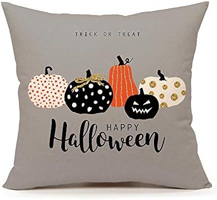 4TH Emotion Halloween Pumpkin Throw Pillow Cover Cushion Case for Sofa Couch 18" x 18" Inch Cotto... | Amazon (US)