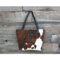 Cowhide Tote  Hair on Cowhide Purse  Cowhide Bag  Brown / White Fur Handbag | Etsy (US)
